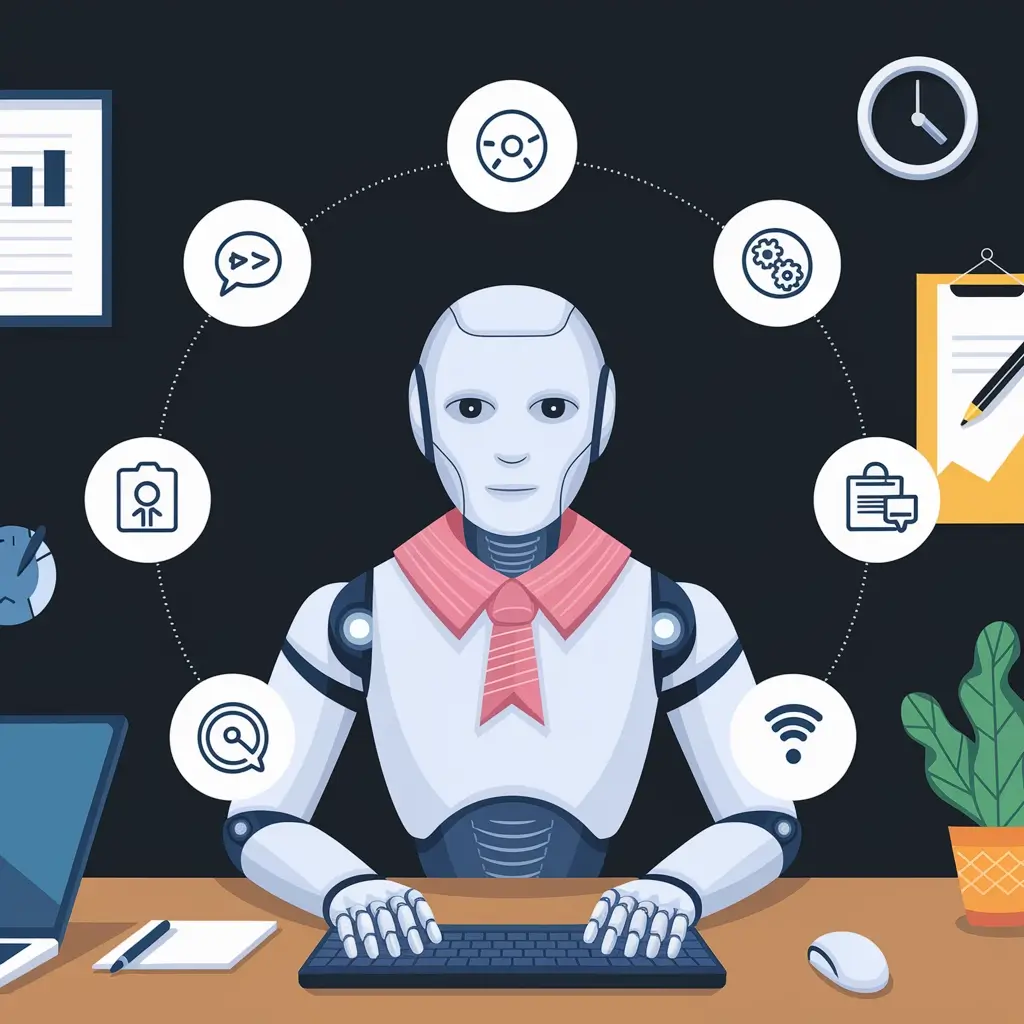 Un robot intelligent au centre d'un bureau