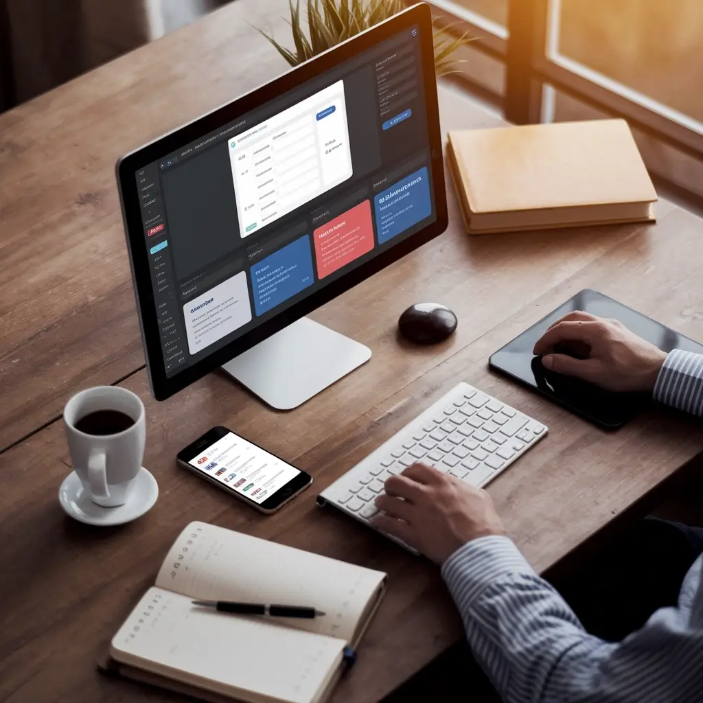 man working on a computer